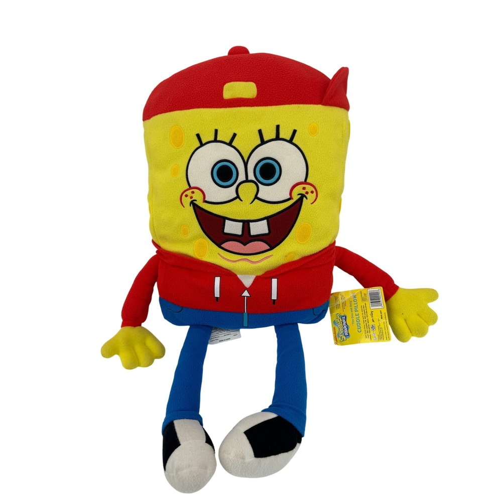 Nickelodeon SpongeBob SquarePants Plush Gangster Large Yellow Red Cuddle Pillow‎